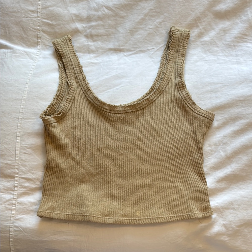 Urban Outfitters Tan Ribbed Crop Tank Top